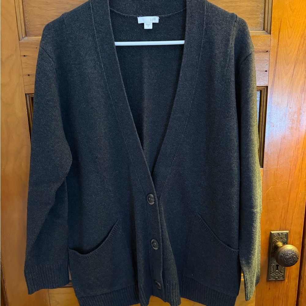J. Jill Cashmere Blend Charcoal Cardigan Sweater
